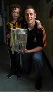 7 September 2015; Kilkenny's Lester Ryan and his cousin Daniel Ryan, age 8, from Lyrath, with the Liam MacCarthy Cup during a visit from the GAA Hurling All-Ireland Champions Kilkenny to Our Lady's Children's Hospital, Crumlin, Dublin. Picture credit: Stephen McCarthy / SPORTSFILE