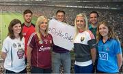7 September 2015; Intercounty football stars and GPA members, back row, from left, Eoin Cadogan, Cork, Lee Chin, Wexford, and Ger Brennan, Dublin, with intercounty camogie players WGPA members Susie O'Carroll, Kildare, and Sarah Dervin, Galway, and intercounty footballers Brid Stack, Cork, and Sinead Finnegan, Dublin, at the launch of a joint initiative between the GPA and WGPA, which aims to highlight the support of inter-county hurlers and footballers for their female counterparts and encourage increased recognition of their games. The #OnHerSide campaign celebrates the close relationship between the two organisations and with both sets of players sharing similar lifestyles and commitments, there is an immense respect for the dedication and skill of female GAA athletes among the GPA members. #OnHerSide highlights a shared pride in representing the same county, to encourage all GAA members to support their own county representatives. Top players including Eoin Cadogan, Lee Chin and Ger Brennan are supporting the initiative throughout September, when coverage of the women’s games will peak around the All Ireland finals. WGPA/GPA Offices, Dublin.  Picture credit: Brendan Moran / SPORTSFILE