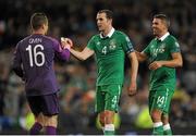 7 September 2015; Republic of Ireland's Shay Given, John O'Shea and Jon Walters congratulate each other after their side's victory. UEFA EURO 2016 Championship Qualifier, Group D, Republic of Ireland v Georgia, Aviva Stadium, Lansdowne Road, Dublin. Picture credit: Seb Daly / SPORTSFILE