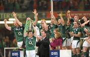 21 March 2009; Ireland captain Brian O'Driscoll lifts the Six Nations Championship trophy. RBS Six Nations Championship, Wales v Ireland, Millennium Stadium, Cardiff, Wales. Picture credit: Matt Browne / SPORTSFILE