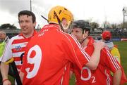 22 March 2009; Cork players, from left, Donal Og Cusack, Cathal Naughton, no.9, and Ben O'Connor celebrate after the game. Allianz GAA National Hurling League, Division 1, Round 4, Cork v Wexford, Cusack Park, Ennis, Co. Clare. Picture credit: Pat Murphy / SPORTSFILE