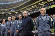 7 September 2015; Martin O'Neill, Republic of Ireland manager with members of the backroom staff before the start of the game. UEFA EURO 2016 Championship Qualifier, Group D, Republic of Ireland v Georgia, Aviva Stadium, Lansdowne Road, Dublin. Picture credit: David Maher / SPORTSFILE