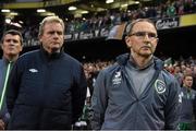 7 September 2015; Martin O'Neill, Republic of Ireland manager, with Steve Walford, coach, and Roy Keane, assistant manager. UEFA EURO 2016 Championship Qualifier, Group D, Republic of Ireland v Georgia, Aviva Stadium, Lansdowne Road, Dublin. Picture credit: David Maher / SPORTSFILE