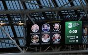 7 September 2015; The large screen displays recently deceased former members of the FAI, players and radio broadcaster before the start of the  Republic of Ireland game against Georgia. UEFA EURO 2016 Championship Qualifier, Group D, Republic of Ireland v Georgia, Aviva Stadium, Lansdowne Road, Dublin. Picture credit: David Maher / SPORTSFILE