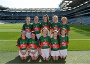 5 September 2015; The Mayo girls team; back row, left to right, Kate Geraghty, Jenny O’ Leary, Amy Connor, Ciara Henry and Fiona Lohan; front row, left to right, Kaylin Nugent, Niamh Quinn, Ciara de Ráth, Ciara Forkan and Leah Shannon, before the Cumann na mBunscol INTO Respect Exhibition Go Games 2015 at Dublin v Mayo - GAA Football All-Ireland Senior Championship Semi-Final Replay. Croke Park, Dublin. Picture credit: Dáire Brennan / SPORTSFILE