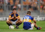 6 September 2015; Dejected Tipperary players Liam McCutcheon, left, and Tommy Nolan after the game. Electric Ireland GAA Hurling All-Ireland Minor Championship Final, Galway v Tipperary, Croke Park, Dublin. Picture credit: Tomás Greally / SPORTSFILE