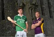 9 September 2015; Wexford captain Eoin Conroy, right, and Limerick captain Diarmuid Byrnes were in Cashel today to mark this weekend’s Bord Gáis Energy GAA Hurling U-21 All-Ireland Championship Final. This is the final time the Cross of Cashel trophy will be awarded to the winning team, meaning Wexford or Limerick will be the last side to have the honour of lifting the iconic trophy. All the action from this game will be live on TG4 at 7pm on Saturday 12th September and fans can vote for their player of the match by using hBGE. The Rock of Cashel, Cashel, Co. Tipperary. Picture credit: Ramsey Cardy / SPORTSFILE