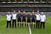 6 September 2015; Match referee Paud O'Dwyer with linesmen John Keenan and Justin Hefferna, sideline official David Hughes and his umpires John Kelly, Paul Treacy, Tommy Fitzharris and Gerry O'Neill before the game. Electric Ireland GAA Hurling All-Ireland Minor Championship Final, Galway v Tipperary, Croke Park, Dublin. Picture credit: Ray McManus / SPORTSFILE