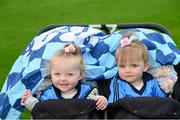 9 September 2015; One year old twins Ava, left, and Mya Dunne, from Blanchardstown, at the Dublin Senior Football Open Night. Parnell Park, Dublin. Picture credit: Piaras Ó Mídheach / SPORTSFILE