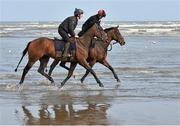 10 September 2015; A general view of jockeys and horses on the beach before the races begin. Laytown Races, Laytown, Co. Meath. Picture credit: Cody Glenn / SPORTSFILE