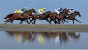 10 September 2015; The running of The Marquees Nationwide Claiming Race with eventual winner Bussa, centre, with Christopher Geoghegan up, in yellow. Laytown Races, Laytown, Co. Meath. Picture credit: Cody Glenn / SPORTSFILE