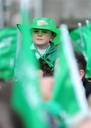 22 March 2009; A young spectator awaits to greet the Ireland team on their return to Dublin after completing the Grand Slam. Ireland rugby squad homecoming. Dawson Street, Dublin. Picture credit: Stephen McCarthy / SPORTSFILE