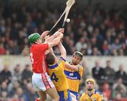 22 March 2009; Clare's Tony Griffin and Barry Nugent, left, in action against Owen Cadogan, Cork. Allianz GAA National Hurling League, Division 1, Round 4, Cork v Wexford, Cusack Park, Ennis, Co. Clare. Picture credit: Pat Murphy / SPORTSFILE