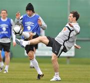 24 March 2009; Republic of Ireland's Liam Miller, right, in action against Stephen Hunt during squad training ahead of their 2010 FIFA World Cup Qualifier against Bulgaria on Saturday. Gannon Park, Malahide, Co. Dublin. Picture credit: David Maher / SPORTSFILE