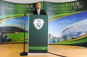 23 March 2009; FAI Chief Executive John Delaney speaking at the launch of two new Vantage Club Initiatives which will be available to the Irish football community both as clubs and individuals. Irishtown Stadium, Ringsend, Dublin. Picture credit: Pat Murphy / SPORTSFILE