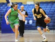 24 March 2009; Cliona Mairtin, Colaíste Iosagain, Dublin, in action against Aileen Crowley, Calasanctius College, Oranmore. U16A Girls, Schools League Finals, Colaíste Iosagain v Calasanctius College, Oranmore, National Basketball Arena, Tallaght, Dublin. Photo by Sportsfile