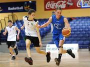 24 March 2009; Sean McCarthy, Colaiste Treasa, Kanturk, in action against Lee Harris, St. Joseph's Boys School, Derry. U19C Boys, Schools League Finals, Colaiste Treasa, Kanturk, Co. Cork v St. Joseph's Boys School, Derry, National Basketball Arena, Tallaght, Dublin. Photo by Sportsfile