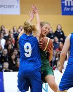 24 March 2009; Hannah Slattery, Presentation Secondary School, Thurles, in action against Caitriona Foley, Calasanctius College, Oranmore. U19A Girls, Schools League Finals, Presentation Secondary School, Thurles, Co. Tipperary v Calasanctius College, Oranmore, Co. Galway, National Basketball Arena, Tallaght, Dublin. Photo by Sportsfile