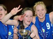 24 March 2009; Carol McCarthy, left and Caitriona Foley, Calasanctius College, Oranmore, celebrate with the cup. U19A Girls, Schools League Finals, Presentation Secondary School, Thurles, Co. Tipperary v Calasanctius College, Oranmore, Co. Galway, National Basketball Arena, Tallaght, Dublin. Photo by Sportsfile