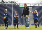 25 March 2009; As Rugby fever grips the nation in the aftermath of Ireland's historic RBS Six Nations Grand Slam, one of its heroes, Luke Fitzgerald took time from his well-earned break to launch the Centra Rugby Summer Camps which take place this summer. Grand Slam winner Luke lined out to give a sneak preview of some tips that can be learned at the camps this summer, including how to eat well and ensure they fuel their bodies with the right foods. Camps will take place in a range of venues throughout Leinster, Munster and Connacht in June, July and August, giving budding rugby stars a week long, action-packed and fun rugby experience. At the launch is Ireland's Luke Fitzgerald with young rugby fans, from left, Sean Og Barnes, age 9, Sam Kelly, age 7, and Victoria Nolan, age 9. RDS, Dublin. Picture credit: Brian Lawless / SPORTSFILE