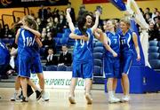 25 March 2009; Our Lady and Saint Patricks players celebrate at the final whistle. Malahide Community School, Dublin v Our Lady and Saint Patricks, Belfast, Co. Antrim - U19B Girls - Schools League Finals, National Basketball Arena, Tallaght, Dublin. Picture credit: Stephen McCarthy / SPORTSFILE