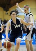 25 March 2009; Katie Kelly, Methody College, in action against Sinead Ni Mhathuna, Colaiste Ide. Colaiste Ide, An Daingean, Co. Kerry v Methody College, Belfast, Antrim - U16C Girls - Schools Leagues Finals, National Basketball Arena, Tallaght, Dublin. Picture credit: Stephen McCarthy / SPORTSFILE