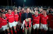 3 November 2000; Munster captain Mick Galwey, centre with the Guinness Interprovincial Trophy after the Guinness Interprovincial Championship match between Leinster and Munster at Donnybrook in Dublin. Photo by Brendan Moran/Sportsfile