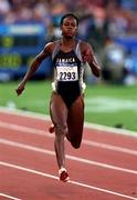 23 September 2000; Merlene Otty, Jamacia, womens 100m, Stadium Australia, Sydney Olympic Park, Homebush Bay, Sydney, Australia. Photo by Brendan Moran/Sportsfile