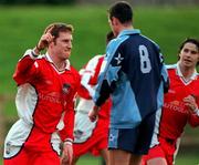 12 November 2000; Robbie Griffin of St Patricks Athletic celebrates after scoring from the penatly spot during the Eircom League Premier Division match between St Patricks Athletic and University College Dublin at Belfield in Dublin. Photo by Pat Murphy/Sportsfile