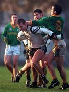 12 November 2000; Nigel Clancy of Sligo is tackled by Anthony Moyles of Meath during the Allianz National Football League Division 1B match betweeen Meath and Sligo at Pairc Tailteann, Navan in Meath. Photo by Damien Eagers/Sportsfile