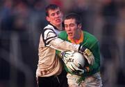 12 November 2000;  Paul Shankey of Meath is tackled by Karl O'Neill of Sligo during the Allianz National Football League Division 1B match betweeen Meath and Sligo at Pairc Tailteann, Navan in Meath. Photo by Damien Eagers/Sportsfile