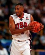 21 September 2000; Steve Smith of USA during the basketball match between USA and Lithuania in The Dome, Sydney Olympic Park, Homebush Bay, Sydney, Australia. Photo by Brendan Moran/Sportsfile