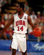 21 September 2000; Garry Payton of USA during the basketball match between USA and Lithuania in The Dome, Sydney Olympic Park, Homebush Bay, Sydney, Australia. Photo by Brendan Moran/Sportsfile