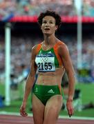 23 September 2000; Sonia O'Sullivan of Ireland pictured after the Women's 5000m heat at Stadium Australia, Sydney Olympic Park, Homebush Bay, Sydney, Australia. Photo by Brendan Moran/Sportsfile