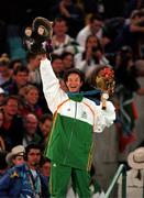 25 September 2000; A delighted Sonia O'Sullivan of Ireland after she won Silver in the womens 5000 final, waves to her supporters during the Sydney Olympics at Sydney Olympic Park in Sydney, Australia. Photo by Brendan Moran/Sportsfile
