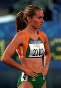 23 September 2000; Ireland's Susan Smith Walsh, pictured before the womens 400m hurdles, Stadium Australia, Sydney Olympic Park, Homebush Bay, Sydney, Australia. Photo by Brendan Moran/Sportsfile