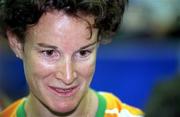 25 September 2000; A delighted Sonia O'Sullivan of Ireland speaks to the media following winning silver in the womens 10,000 final during the Sydney Olympics at Sydney Olympic Park in Sydney, Australia. Photo by Brendan Moran/Sportsfile