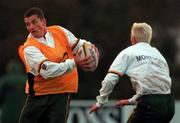 12 November 2000; Joost van der West huizen and Percy Montgomerie during the South African training session in Blackrock Rugby Club in Stradbrook Road, Dublin. Photo by Matt Browne/Sportsfile