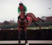 18 November 2000; Limestone Lad with Barry Cash up, jumps the last first time round on their way to win The Craddockstown Novice Steeplechase at Punchestown in Kildare. Photo by Ray McManus/Sportsfile