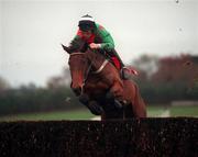 18 November 2000; Limestone Lad with Barry Cash up, jumps the last first time round on their way to win The Craddockstown Novice Steeplechase at Punchestown in Kildare. Photo by Ray McManus/Sportsfile