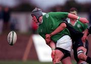 18 November 2000; Ireland of Niall Breslin is tackled by Bradley Taylor of New Zealand during the under 21 International Rugby Friendly match between Ireland and New Zealand Youths at Dr Hickey Park in Greystones, Wicklow. Photo by Brendan Moran/Sportsfile