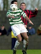 19 November 2000; Brian Byrne of Shamrock Rovers in action Stephen Gavin of Longford Town during the eircom League Premier Division match between Longford Town and Shamrock Rover at Strokestown Road in Longford. Photo by David Maher/ Sportsfile