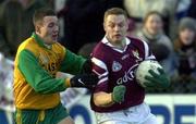 19 November 2000;  Liam Moffatt of Crossmolina under pressure from John Lardner of Corofin during the AIB Connacht Club Football Championship Final between Crossmolina and Corofin at St Tiernan's Park, Crossmolina in Mayo. Photo by Ray McManus/Sportsfile