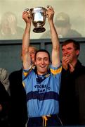 8 October 2000; UCD team captain Brian Walton celebrates with the cup following the Dublin Senior Hurling A Championship Final match between University College Dublin and St Vincents at Parnell Park in Dublin. Photo by Ray Lohan/Sportsfile