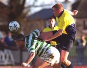 26 November 2000; Tony Cousins of Shamrock Rovers in action against Gavin Dykes of Finn Harps during the eircom League Premier Division match between Shamrock Rovers and Finn Harps at Morton Stadium in Dublin. Photo by David Maher/Sportsfile