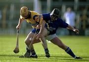 26 November 2000; Robert Conlon of Sixmilebridge, left, in action against Paraic Fanning of Mount Sion during the AIB Munster Club Hurling Championship Final match between Sixmilebridge and Mount Sion at Semple Stadium in Thurles, Tipperary. Photo by Brendan Moran/Sportsfile