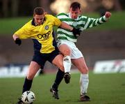 26 November 2000; Gareth Cronin of Shamrock Rovers in action against Alex Nesovic of Finn Harps during the eircom League Premier Division match between Shamrock Rovers and Finn Harps at Morton Stadium in Dublin. Photo by David Maher/Sportsfile