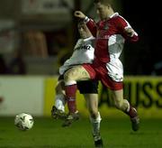 1 December 2000; Robbie Griffin of St.Patrick's Athletic in action against Bobby Ryan of Galway United during the  Eircom League Premier Division match betweem St Patrick's Athletic and Galway United. Photo by David Maher/Sportsfile