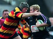 2 December 2000; Steve Baretto of Terenure is tackled by Stephen O'Connor of Lansdowne during the AIB League Division 1 match between Lansdowne and Terenure at Lansdowne Road in Dublin. Photo by David Maher/Sportsfile