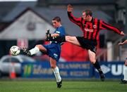 3 December 2000; Eddie McCallion of Derry City in action against Trevor Molly of Bohemians during the Eircom League Premier Division match between Bohemians and Derry City at Dalymount Park in Dublin. Photo by Ray Lohan/Sportsfile